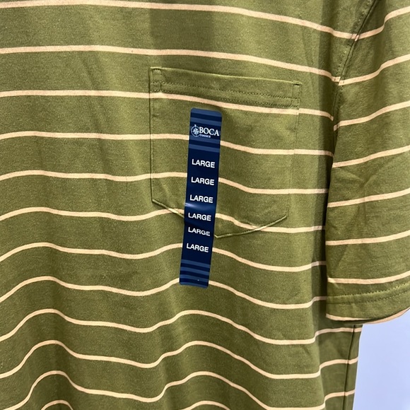 Mens Boca Classics Quick-Dry/UPF Protection Green Striped Pocket Shirt - NWT - Picture 7 of 8